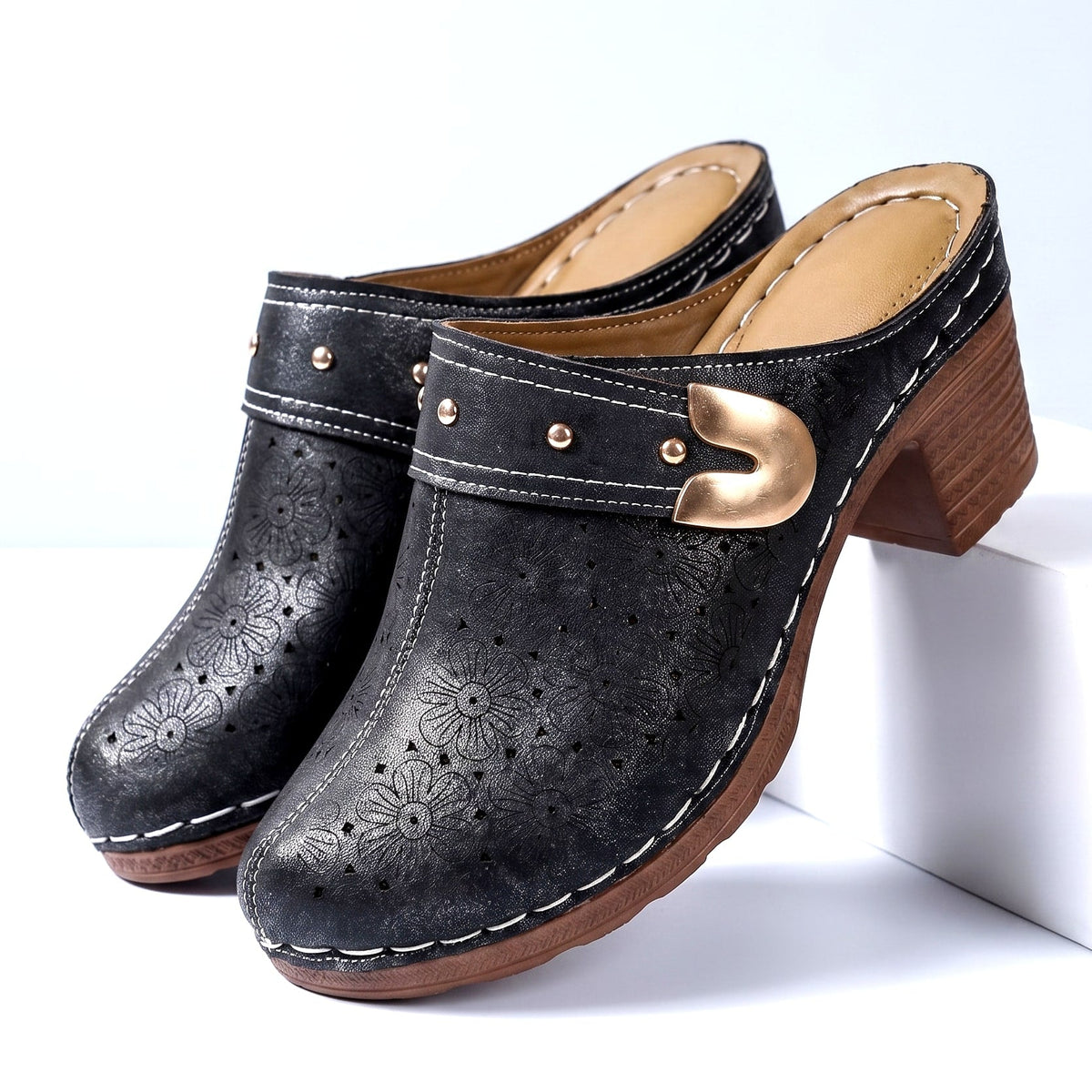 Daisy Leather Mules